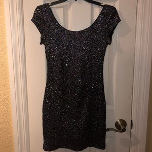 Divided Sequin Bodycon Party Dress